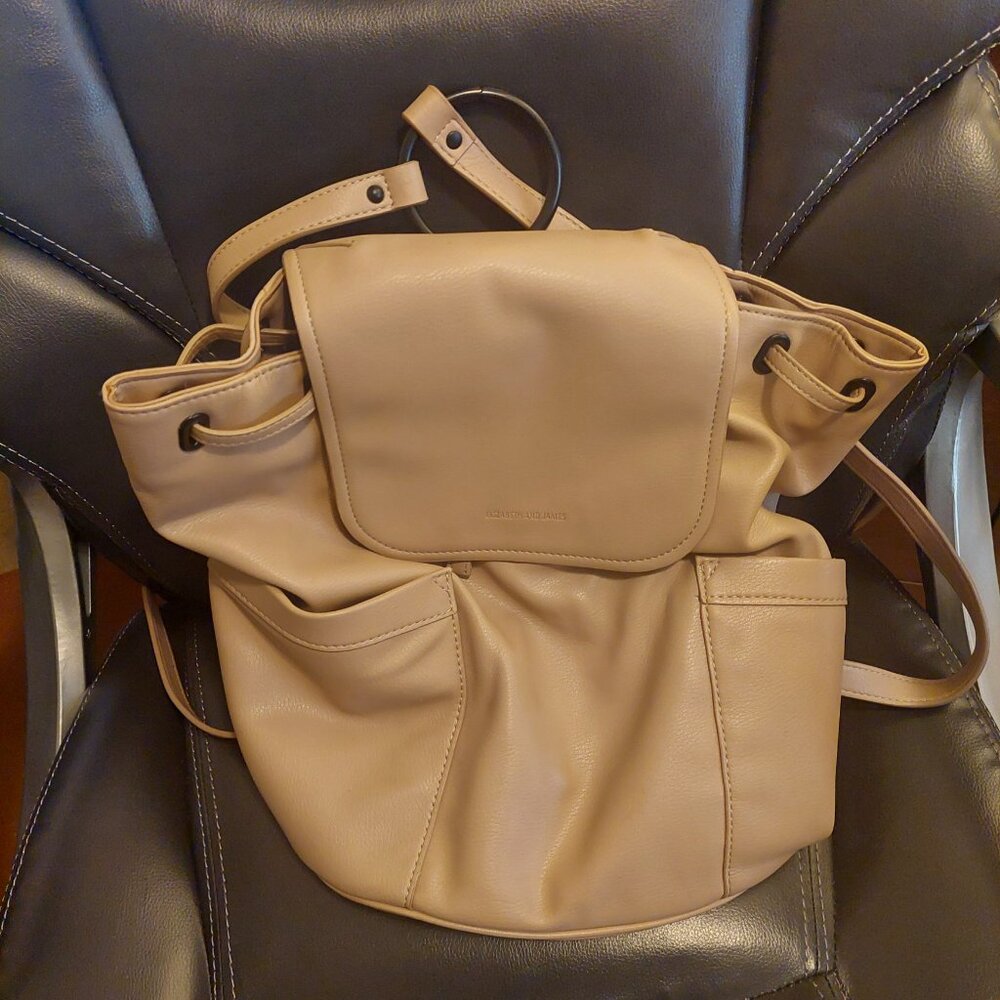 Elizabeth and James Taupe Vegan Leather Backpack Purse Minimalist Designer Bag